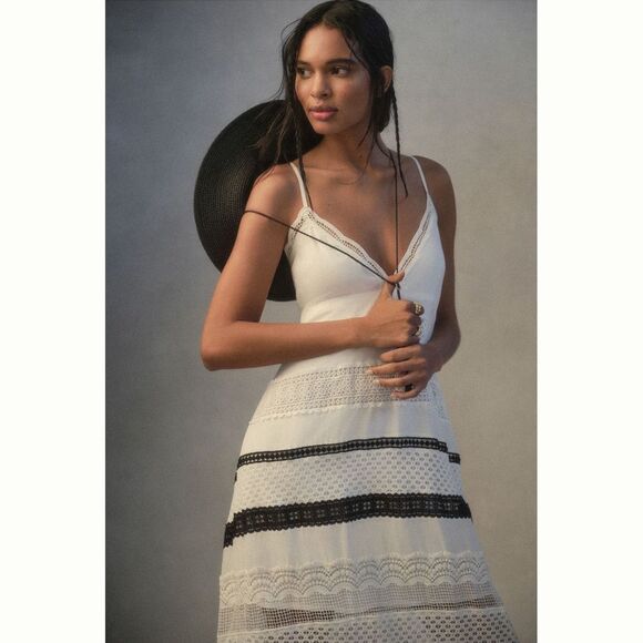 Anthropologie Sleeveless V-Neck Lace Midi Dress - Picture 5 of 7